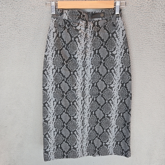 Adrianna Goldschmied Womens Pencil Midi Skirt Sz 23R Black & Gray Snake Print - Picture 7 of 14